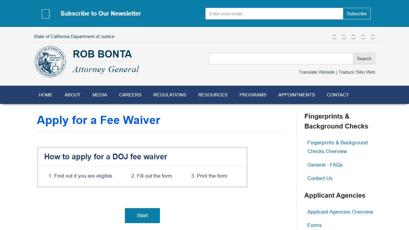 Apply for a Fee Waiver | State of California - Department of Justice - Office of the Attorney General